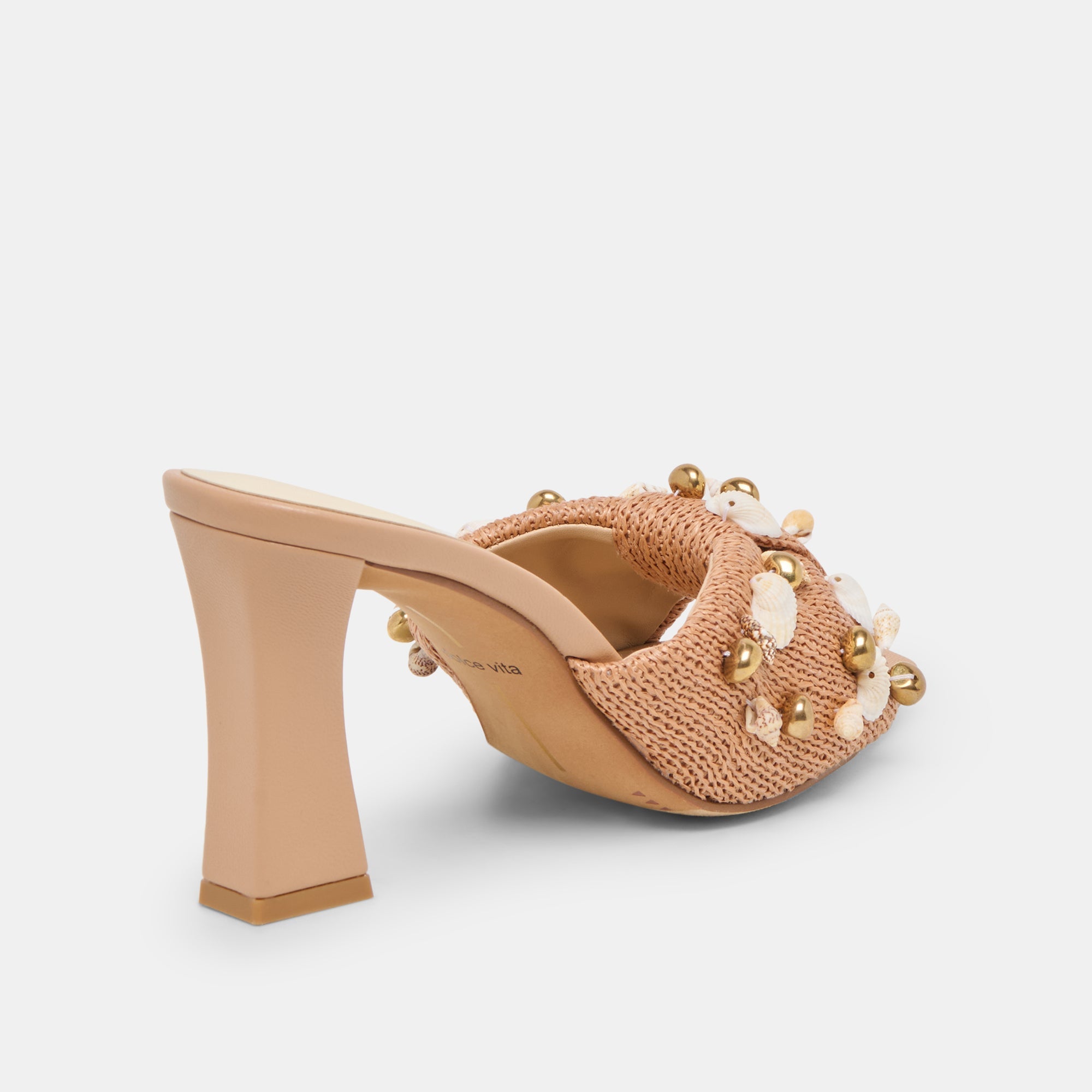 TYLAH HEELS TOFFEE BEADED RAFFIA